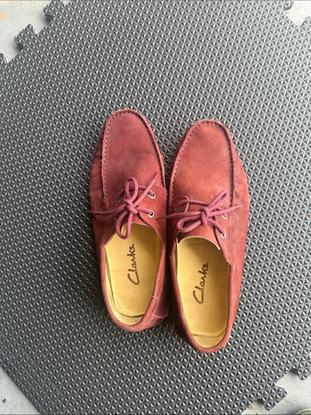 Clarks Men's Burgundy Suede Slip-On Driving Shoes